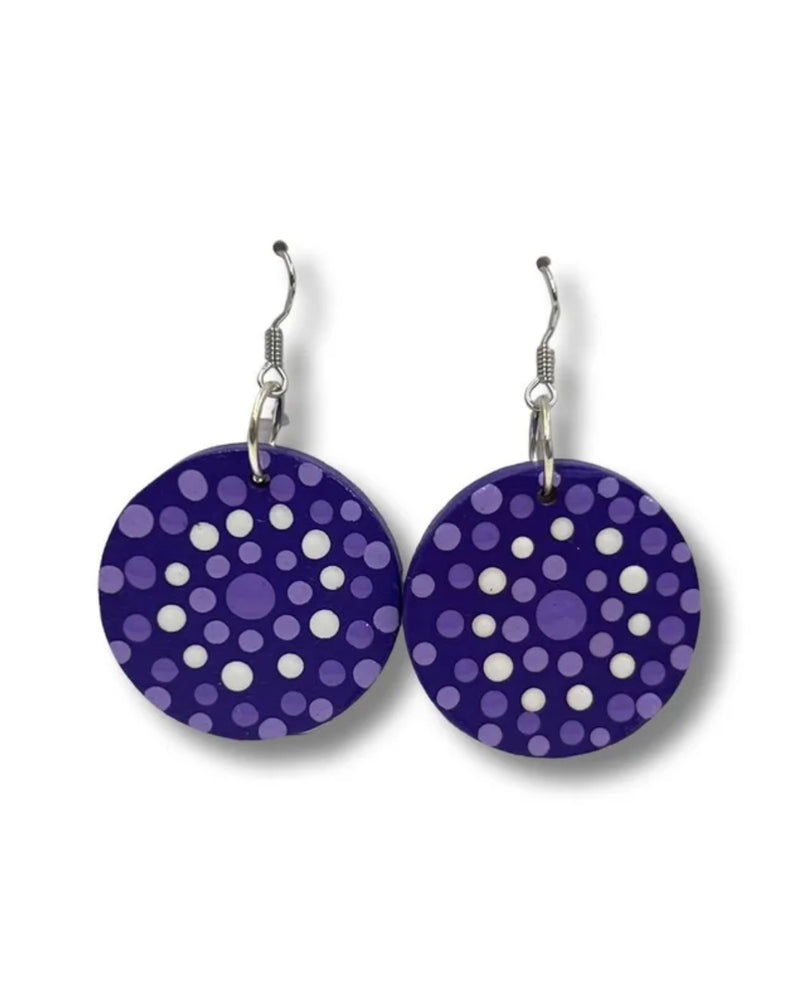 Medium Wood - Earrings (Purple)